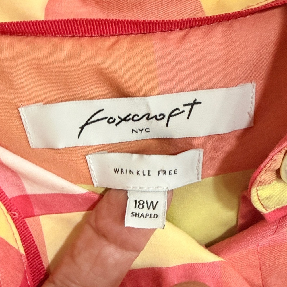 Foxcroft Wrinkle-Free Plaid Button
Down Blouse Sz 18W Bright Pink Orange
Yellow - Picture 3 of 10